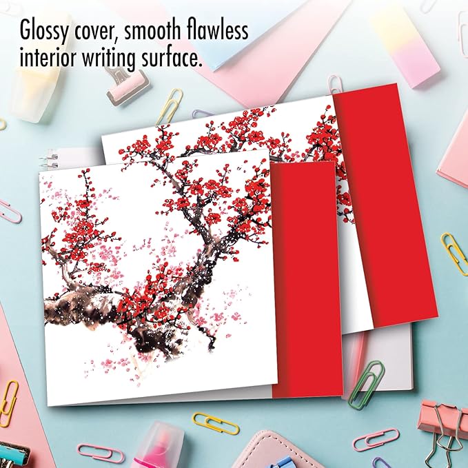 The Best Card Company - 10 Assorted Flower Cards Blank (4 x 5.12 Inch) - All Occasion Floral Greetings Boxed - Cheers and Cherries MQ5072OCB-B1x10