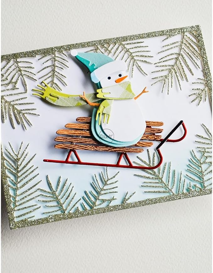 DzIxY Christmas Patchwork Sleigh Metal Cutting Dies for Card Making Kit Embossing Paper Die Cuts Set Scrapbook Stencils Supplies Machine Templates