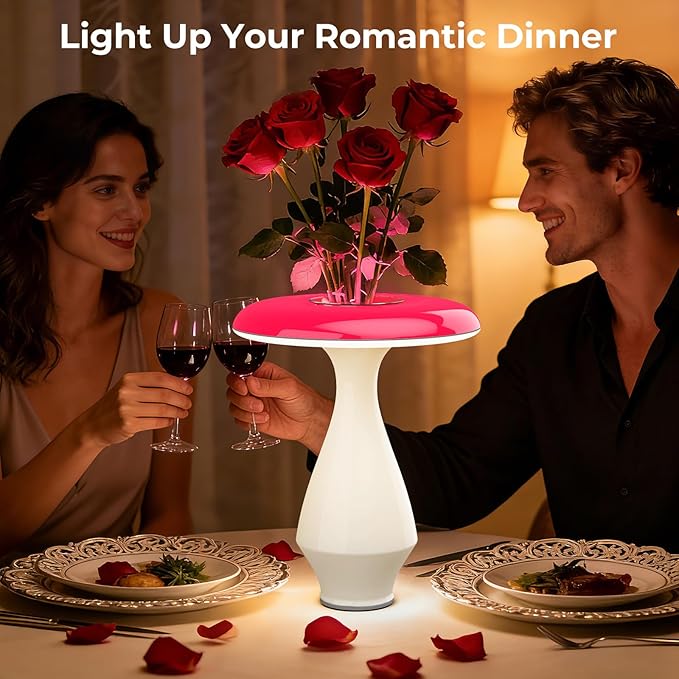 2-in-1 Ceramic Table Lamp, RGB Color-Changing & LED 3000K Bedside Lamp, Modern Vase Lamp for Bedroom, Nightstand, and Office Desk Decor