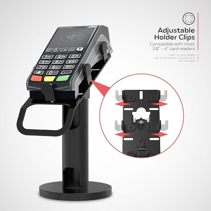 CTA Digital Universal Credit Card Reader Stand - Universal Rotating Card Reader Terminal Stand for Verifone, Ingenico & Pax POS Stations - Bolt Down or Adhesive Anti-Theft Security - Easy Install