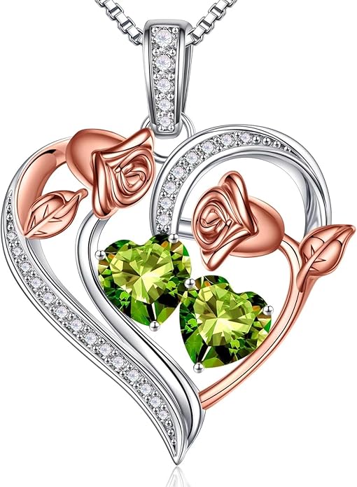 Iefil Christmas Gifts for Women Wife - 925 Sterling Silver Rose Heart Necklace, Stocking Stuffers for Women, Anniversary Birthday Gifts for Wife Girlfriend Mom