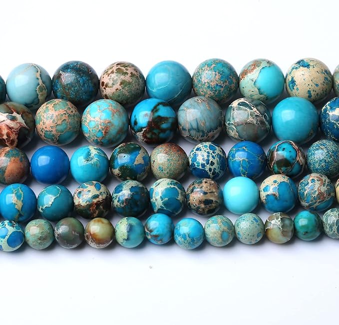 45PCS 8mm Natural Blue Imperial Jasper Beads Round Loose Stone Beads for Jewelry Making for Jewelry Making DIY Bracelet Necklace 15 Inch,Energy Stone Healing Power (8mm, Blue Imperial Jasper Beads)