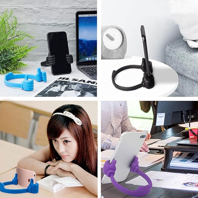 Stocking Fillers Thumbs Up Lazy Phone Stand Gifts for Christmas, Universal Flexible Cellphone Stand for Tablet Holder Cool Gadgets Fun Birthday Gift Ideas for Kids Teenager Women(Purple)