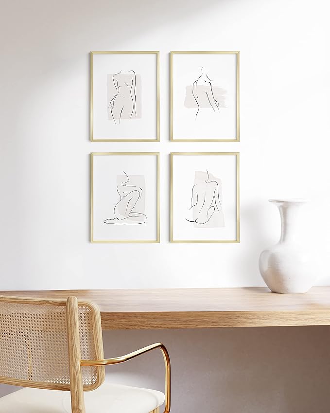 HAUS AND HUES 12x16 Gold Metal Picture Frames - Premium Aluminum with Vertical & Horizontal Hanging, Shatterproof Plexiglass - Ideal for Home, Office (12x16 in, Gold, Set of 9)