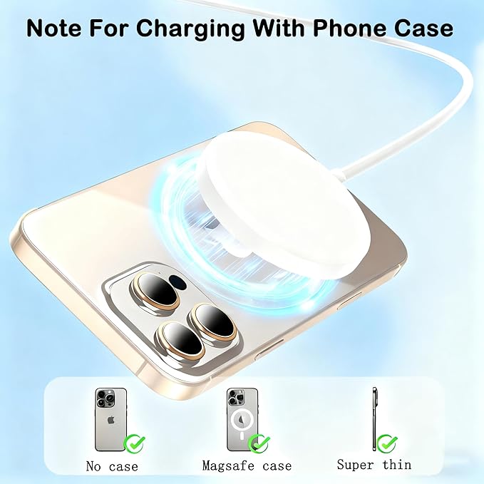 [Apple MFi Certified]Mag-Safe Charger for iPhone 17/16/15,15W Fast Magnetic Wireless Charging Pad with USBC PD Block for iPhone 17/17 Air/17 Pro Max/17 Pro/16 Pro Max/16/15/14/13/12/11,AirPods 3/Pro 2