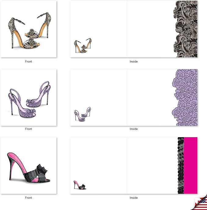 The Best Card Company - 10 Blank Note Cards for Women (4 x 5.12 Inch) - Assorted Fashion Greeting Cards for All Occasions - Gotta Lotta Sole MQ5042OCB-B1x10