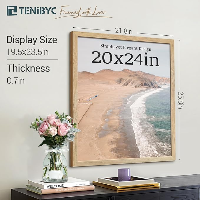 Picture Frame 4 Pack - Solid Wood Poster Photo Frame - Woodgrain Series - Room, Office, Gallery, Studio Display - Wall Hanging