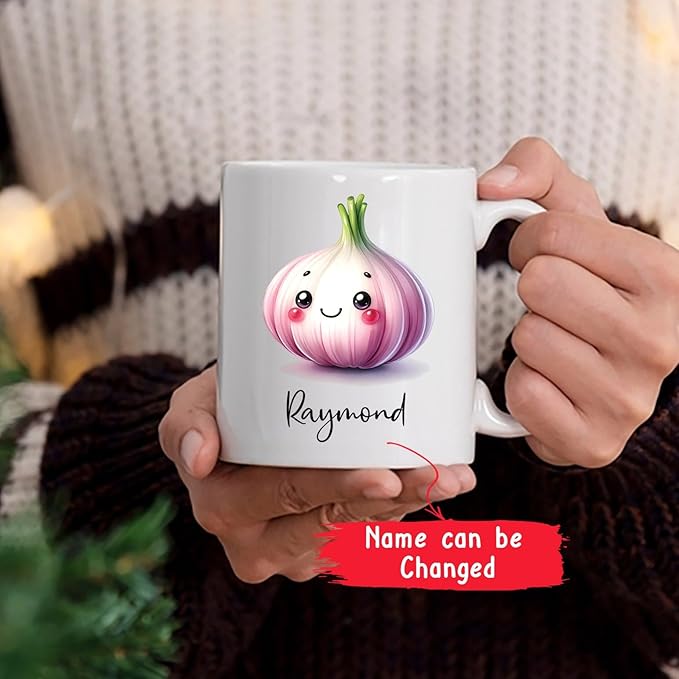 Garlic Mug, Garlic Gift Ideas, Personalized Garlic Coffee Mug Gift With Garlic Lover Name, Cute Cartoon Garlic Ceramic Tea Cup Gifts For Men Women, Custom Name Vegetable Travel Mugs 11oz 15oz