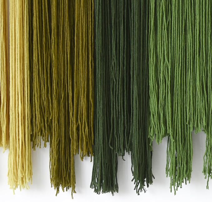 IOWER Large Yarn Fiber Wall Art Macrame Wall Hanging Handmade Craftsmanship Geometric Aesthetic Beaded Tassel Chic Home Decor for Bedroom Living Room 39" W x 45" L