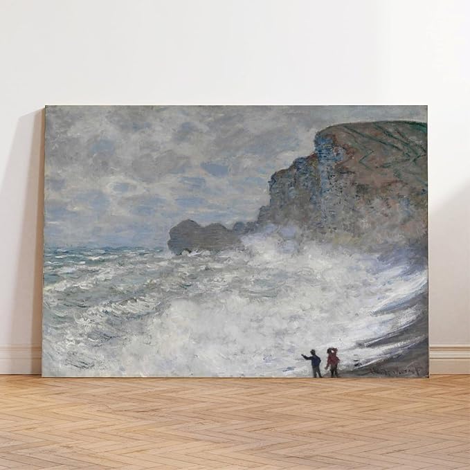 40+ Monet Famous Print Posters Rough Weather at Étretat by Claude Monet Impressionism Canvas Posters Print Wall Art Bedroom Office Room Decor Gift Frame 12×18inch(30×45cm)