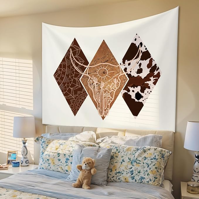 STHTTSW Boho Western Tapestry, West Cowboy Tapestries Wall Blanket, Aztec Southwestern Country Wall Hanging Decor for Living Room Home Bedroom, 50x60 Inch