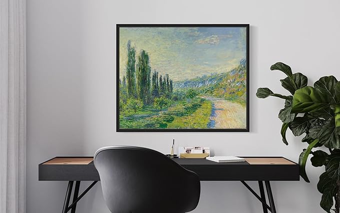 La Route De Vétheuil Claude Monet Wall Art Print Poster, Impressionist Painting Wall Art Wall Decor, for Bedroom and Living room Bathroom Decor 115 (La Route De Vétheuil, 11 x 14 inches, Black Frame)