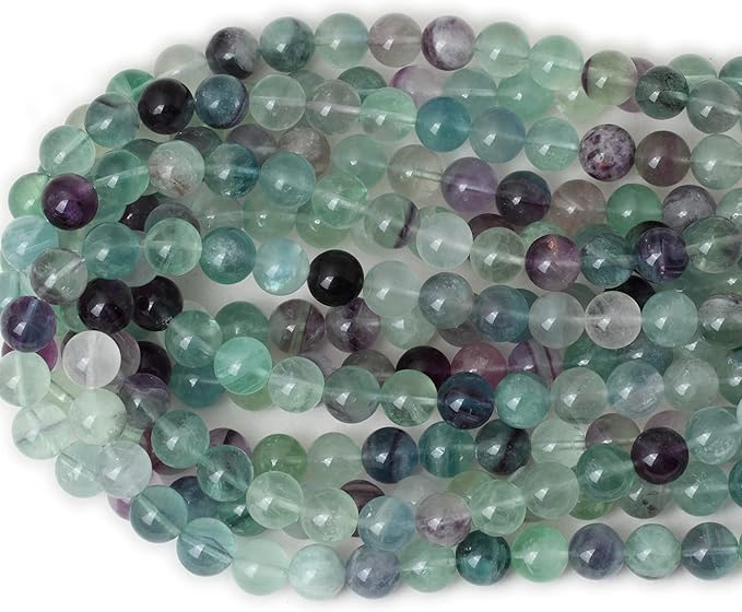 35PCS 10mm Natural Colorful Fluorite Gemstone Round Loose Beads for Jewelry Making DIY Findings 1 Strand 15"
