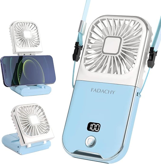 FADACHY Portable Fan Rechargeable, Mini Handheld Fan 3000mAh Battery Operated Small Desk Fan for Office Outdoor Indoor