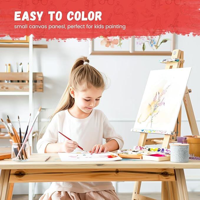 Simetufy 12 Pack 5x7 Inch Small Flat Canvas Boards for Painting, Gesso Primed Acid-Free 100% Cotton Blank Canvas Panels for Kids, Non Toxic