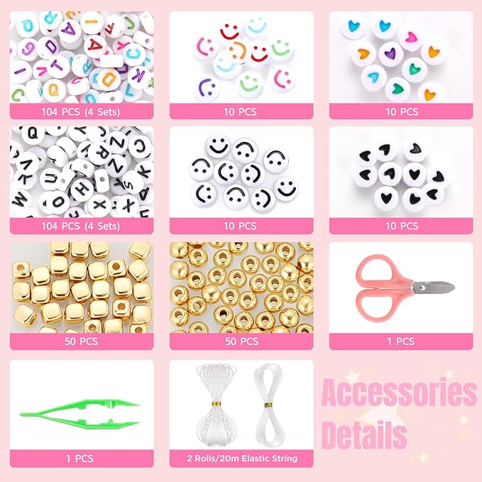 Funtopia 34000pcs+ 3mm Seed Beads for Jewelry Making, 5 Types 120 Colors Small Glass Beads for Bracelets, Friendship Bracelet Kit with Alphabet Letter Beads Smile Face Beads for DIY, Art and Craft