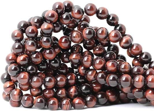 45PCS 8mm Natural Red Tiger Eye Gemstone Round Loose Beads for Jewelry Making DIY Findings 1 Strand 15"