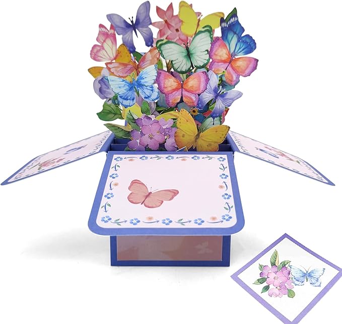 3D Handmade Flowers Pop Up Bouquet Card - Unique Gift for Teacher Appreciation, Valentine's Day, Mother's Day | All-Occasion Greeting Card with Note & Envelope (New Year, Anniversary, Thank You)