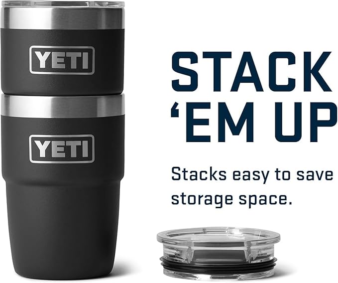 YETI Rambler 8 oz Insulated Coffee Mug with Lid - Stackable Double-Wall Vacuum Insulated Coffee Cup - DuraSip Ceramic Lining - Barista-Friendly Design - Stainless Steel - Dishwasher Safe