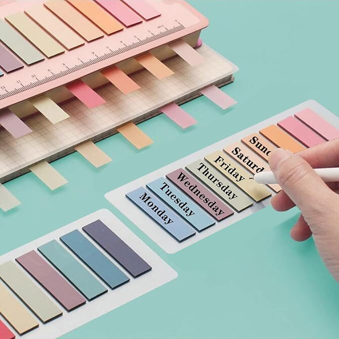 ELII 1600pcs Books Tabs for Annotating,Sticky Tabs Clear Sticky Notes, Page Markers for Notebooks, Multi-Colored Writable and Repositionable Book Flags