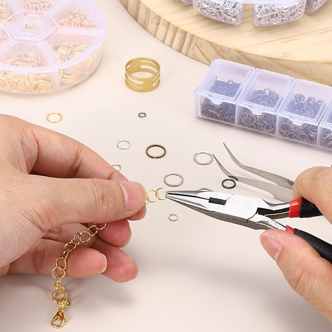 MECCANIXITY Jump Rings for Jewelry Making, 6 Sizes Alloy Open Jump Rings for Keychains Earings DIY Craft(Bronze, 880Pcs)