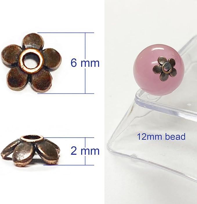 Heather's cf Copper Petal Bead Caps Antique Silver Spacer Bead Caps for Bracelet Necklace Earrings Jewelry Making Supplies Findings Fit 10-12mm Round Beads 500Pcs