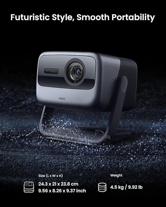 JMGO N1S Ultimate Triple Laser 4K Projector, 3300 ISO Lumens Projector, Google TV Netflix, Real-Time Auto Screen Fit, HDR10, 180", Blu-ray 3D, Home Theater Projector with 20W Dolby Digital+