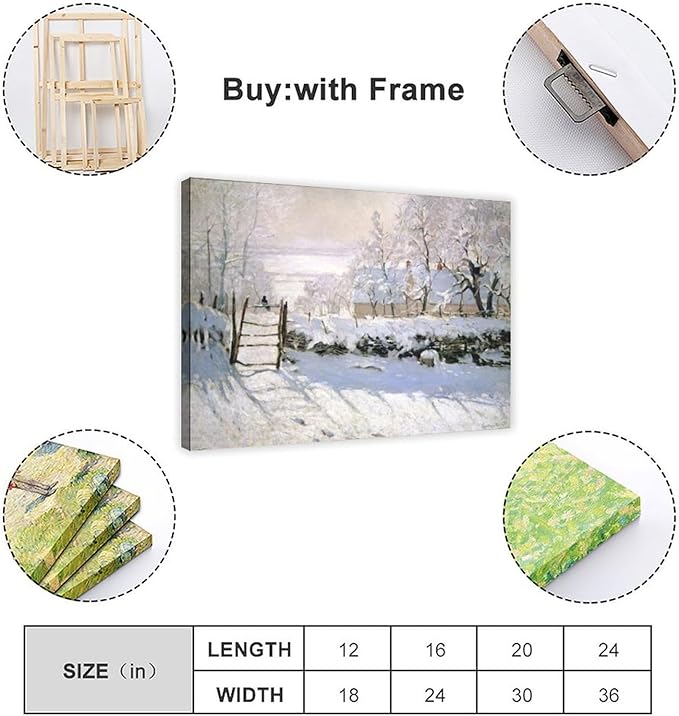 CFIOZYOS Claude Monet - The Magpie Canvas Art Poster And Wall Art Picture Print Modern Family Bedroom Decor Posters Frame 20x30inch(50x75cm)