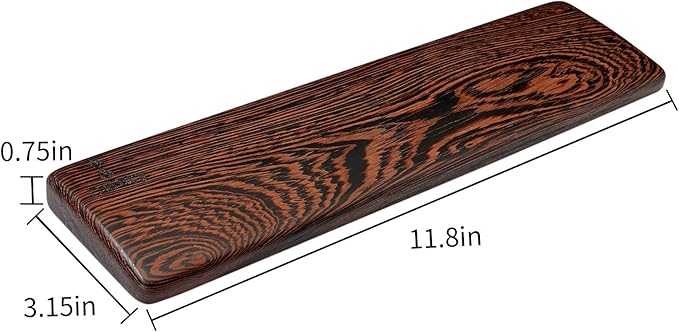 Wooden Keyboard Wrist Rest, Keyboard Wooden Palm Rest, Keyboard Wrist Rest Pad, Solid Wood Mouse Pad Wrist Guard, Wenge Wood Wrist Rest, Wrist Pad for Keyboard, (Wenge, 11.8in)