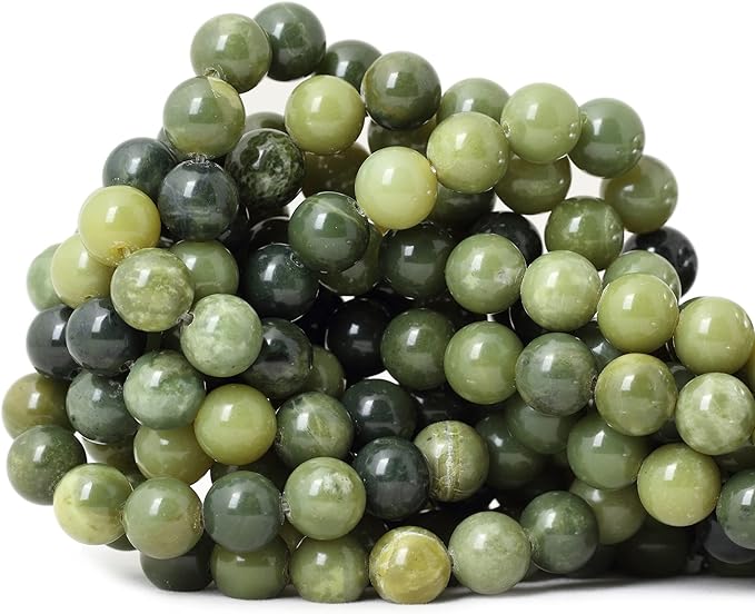 35PCS 10mm Natural Canadian Jade Gemstone Round Loose Beads Stone Beads for Jewelry Making DIY 1 Strand 15"