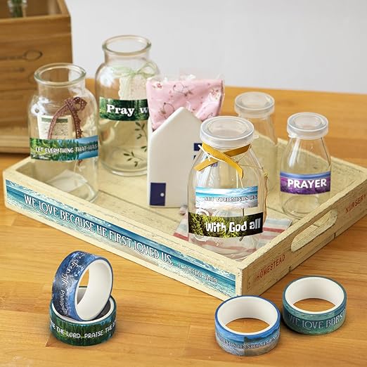 Janlaugh 24 Rolls Christian Washi Tape Gifts Bulk Religious Inspirational Scripture Supplies Bible Verse Tape for Bible Study Journaling Crafting Christmas Stocking Stuffers Gift(Scenery)