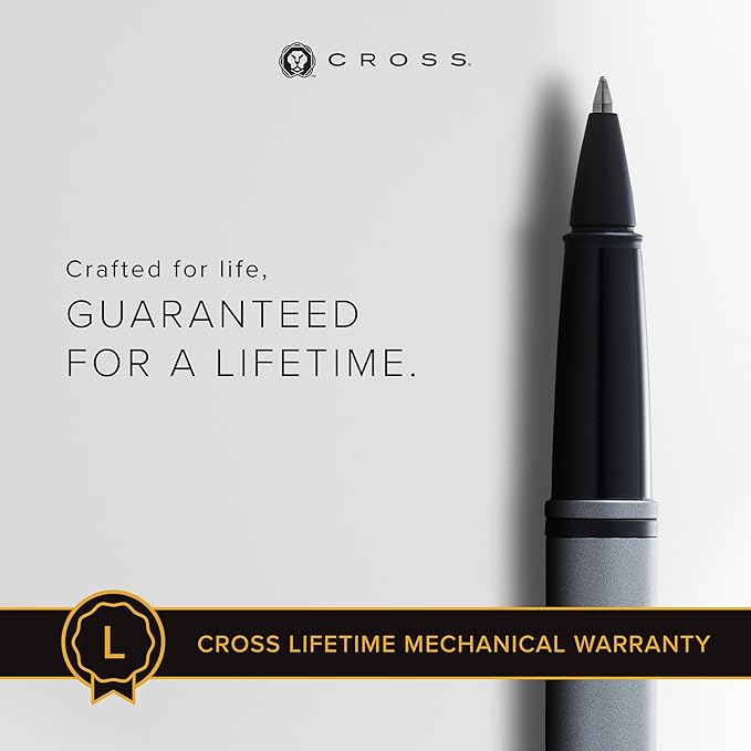 Cross Calais Refillable Rollerball Pen Presented in a Luxury Gift Box - Medium Point, Black Ink, Matte Gray & Black