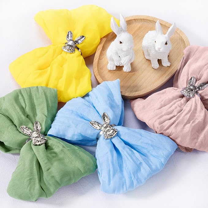 20 Pack Mixed Color Easter Cheesecloth Napkins Easter Cloth Napkins Set of 20 Boho Cotton Gauze Napkins Bulk 21x21 Inches for Weddings Bridal Baby Shower Birthday Parties Spring Decor