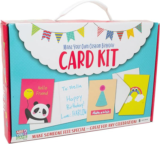 AreYouGame.com Make Your Own Custom Birthday Card Kit DIY Craft Kit for Ages 6+ | Includes 100+ Pieces: Cards, Stickers, Pom Poms | Create Personalized Birthday Greetings