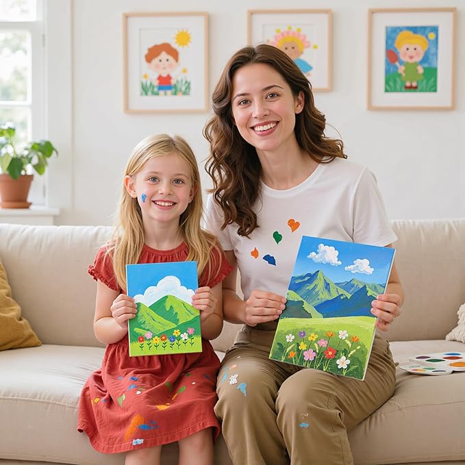 48 Pack Small Canvas Boards for Painting 5x7, 8x10 Inch (24pc of Each) Flat Canvas Panels for Kids- 100% Cotton for Acrylic Watercolor Paint