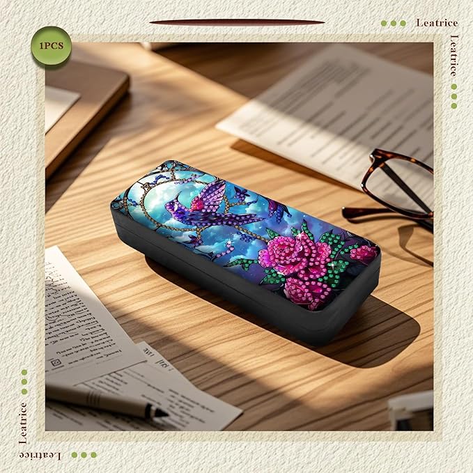 Leatrice Animal Diamond Art Kits for Adults Small Diamond Painting Kit Gem Art Paint by Diamonds Dot Eyeglasses Case 5d Diamond Art DIY for Beginner Women Bird