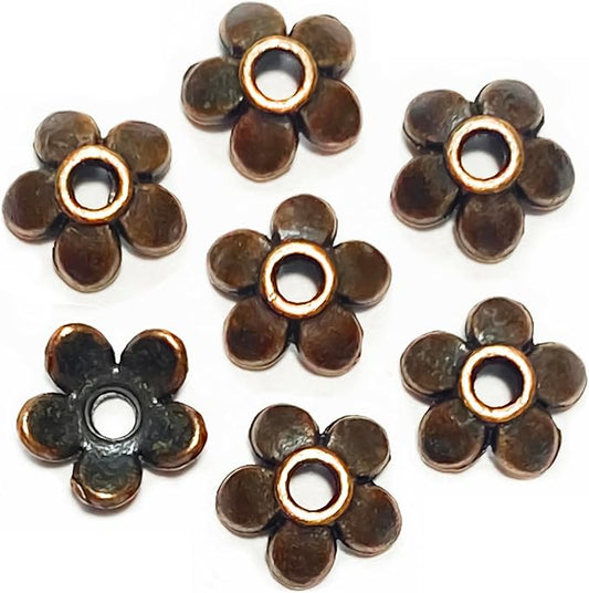 Heather's cf Copper Petal Bead Caps Antique Silver Spacer Bead Caps for Bracelet Necklace Earrings Jewelry Making Supplies Findings Fit 10-12mm Round Beads 500Pcs