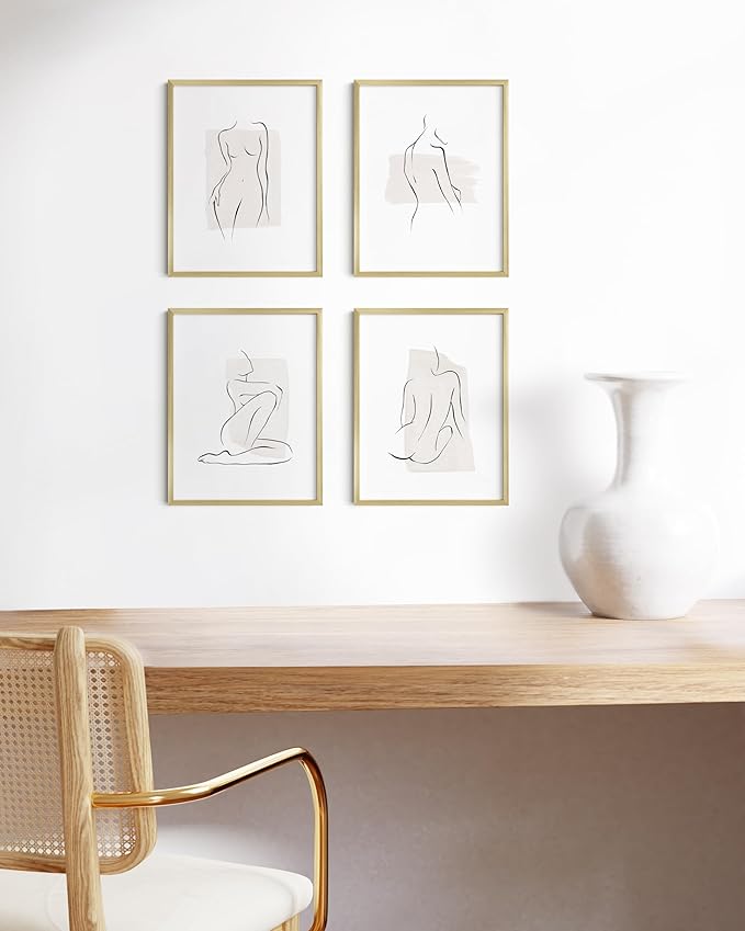 HAUS AND HUES 8.5x11 Gold Metal Picture Frames - Premium Aluminum with Vertical & Horizontal Hanging, Shatterproof Plexiglass - Perfect for Home, Office (8.5x11 in, Gold, Set of 9)