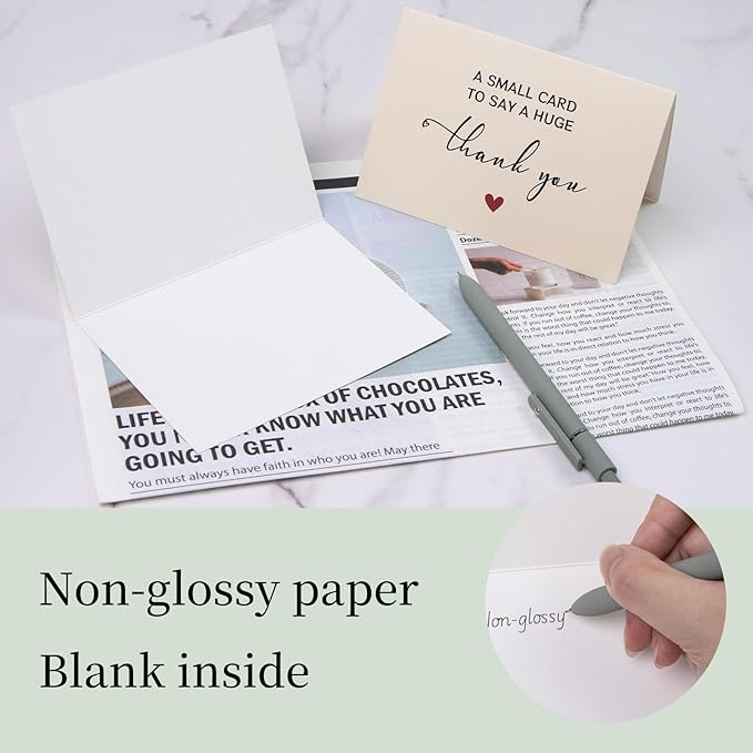 25 Pack 350GSM, Thank You Cards with Envelopes & Matching Stickers, Thank You Notes for Wedding, Business, Baby Shower, Small Business, Funeral, Graduation