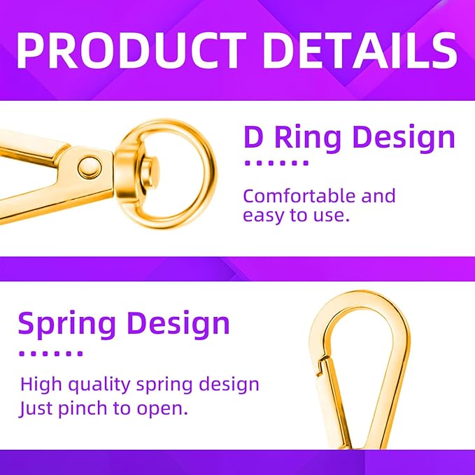 100PCS Swivel Clasps Lanyard Snap Hooks with Key Rings, Swivel Snap Hooks, Keychain Hook, 50 Pcs Large and Small Swivel Hooks, Swivel Clasp with 50 Key Rings for DIY Crafts, Lanyard Making(Gold)