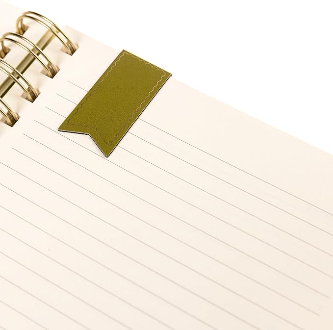Daily Task Journal by Graphique Luxe Collection, Fabric-Wrapped Hardcover Spiral Notebook for Planning & Writing, Priority List Planner with Magnetic Bookmarks & Gold Foil Embossing,192 Pages, 6” x 8”, Olive Green