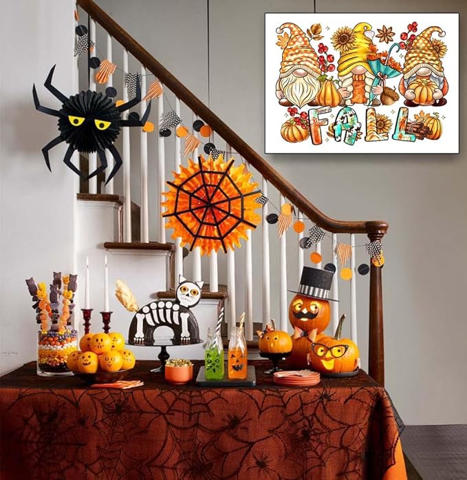 Eterkosu Fall Pumpkin Diamond Art Kits for Adults Beginners - Gnome 5d Full Drill Round Diamond Art Kits Diamond Dots Paintings with Diamonds Gem Art Rhinestones Picture Crafts