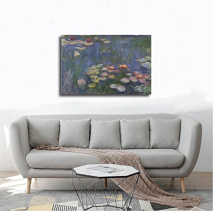 CFIOZYOS 40+ Monet Famous Print Posters Water Lilies2 by Claude Monet Impressionism Canvas Poster Wall Art Print Bedroom Decor Office Room Kitchen Decor Gift Frame 20×30inch(50×75cm)