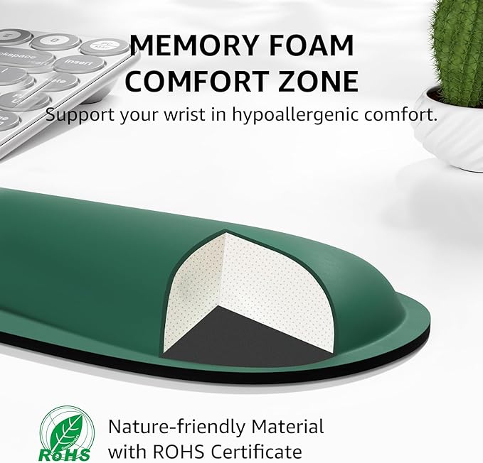 KTRIO Ergonomic Keyboard Wrist Rest, Memory Foam Mouse Pad with Wrist Rest for Computer Keyboard, Mouse Pad Set for Easy Typing & Pain Relief for Office & Home, Forest Green