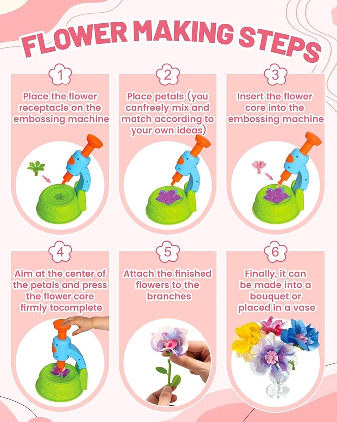 DIY Art Flower Toys Include Extra Accessories Set, Arts and Crafts Activity Kit for Kids, Flower Garden Building Toys for Girls, Birthday Gifts for 3 4 5 6 7 8 9 10 11 12 Year Old Girls(Green)