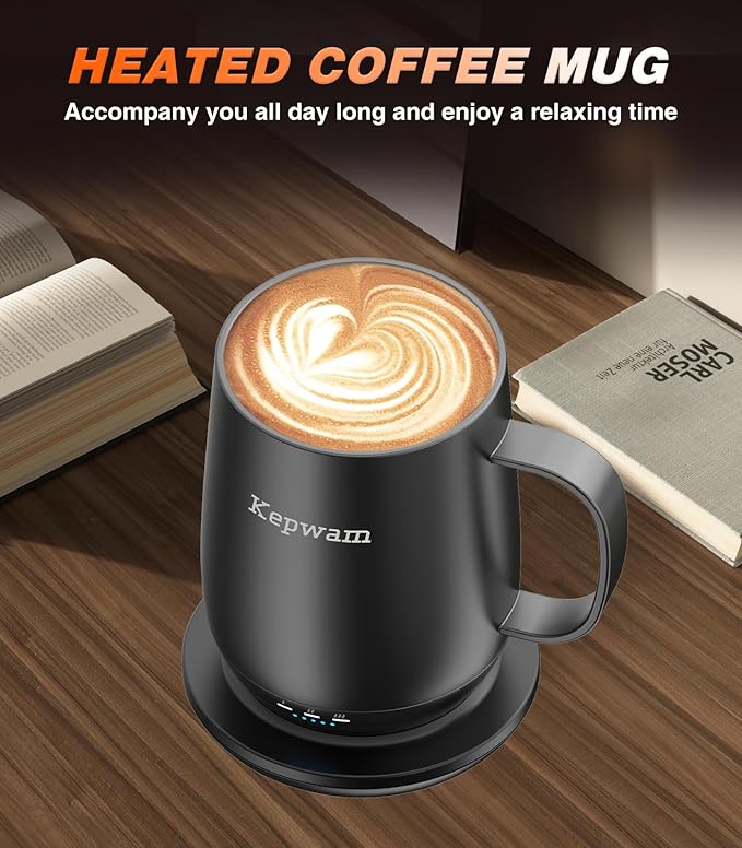 Self Heating Coffee Mug T2, 16oz Smart Heated Coffee Mug, 150 Min Battery Life - Hot up to 149℉ Temperature Control Coffee Mug Warmer, Gifts for Dad Mom (No APP)