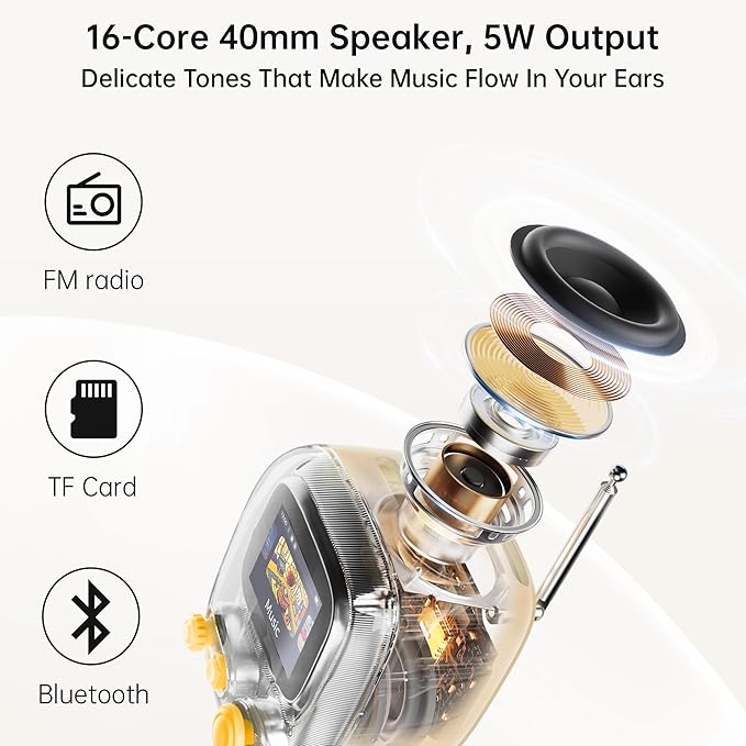 Divoom Tiivoo-2 Retro Pixel Bluetooth Speaker with USB-C/TF Playback, Custom Pixel Art Display, Alarm Clock & White Noise Sleep Mode, Desk Setup for Home Office, Gifts for Women Men, Cream