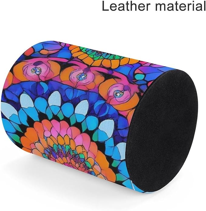 Pen Holder Leather Pencil, Holder Cup Makeup Brush Storage Organizer, Waterproof Multifunctional Office Supplies Colorful Bohemian Mandala Flower Boho Floral