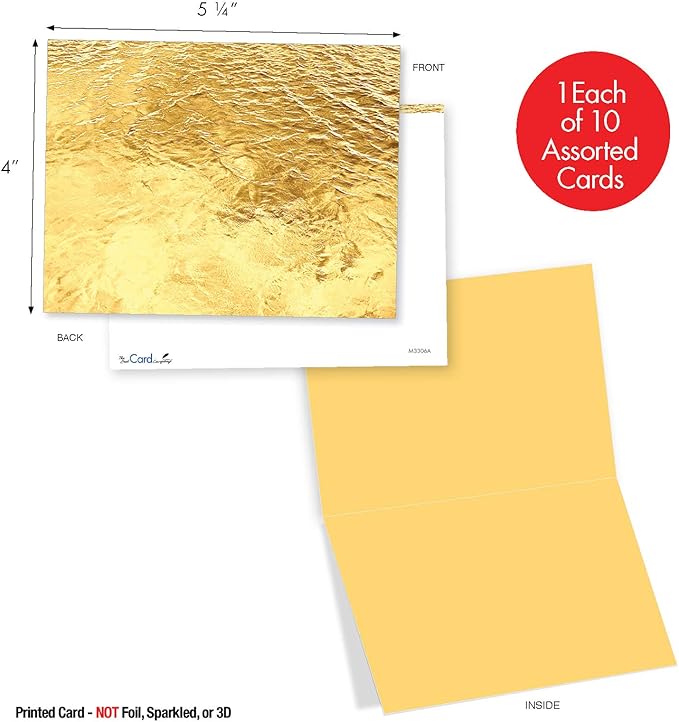 The Best Card Company - 10 Boxed All Occasion Cards with Envelopes (4 x 5.12 Inch) - Colorful, Fun Note Cards Assorted (Not Foil, Sparkled, or 3D) - Going for the Gold M3306