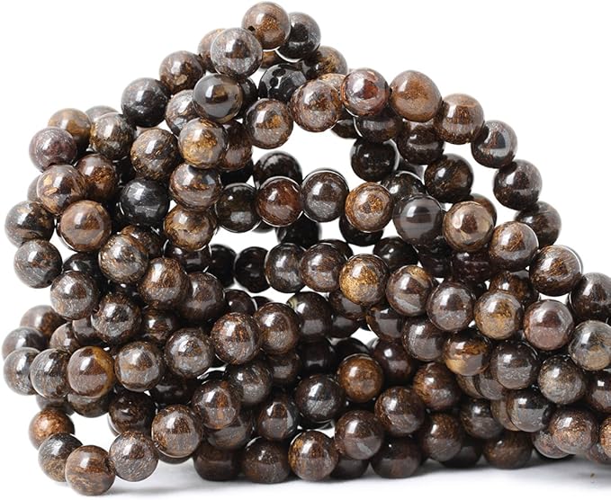45PCS 8mm Natural Bronzite Gemstone Round Loose Beads for Jewelry Making DIY Handmade 1 Strand 15"